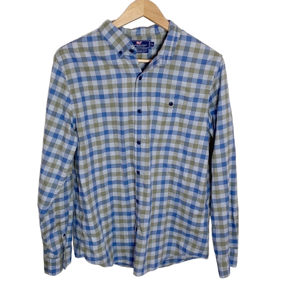 Vineyard Vines plaid cotton blend slim longshore shirt size M